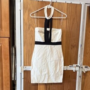 Solemio Strapless Cream and Black Dress